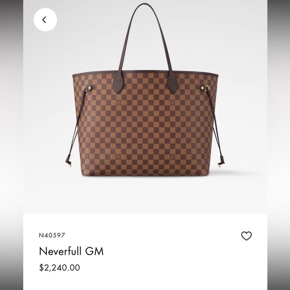 Authentic Louis Vuitton Damier Ebene Neverfull GM